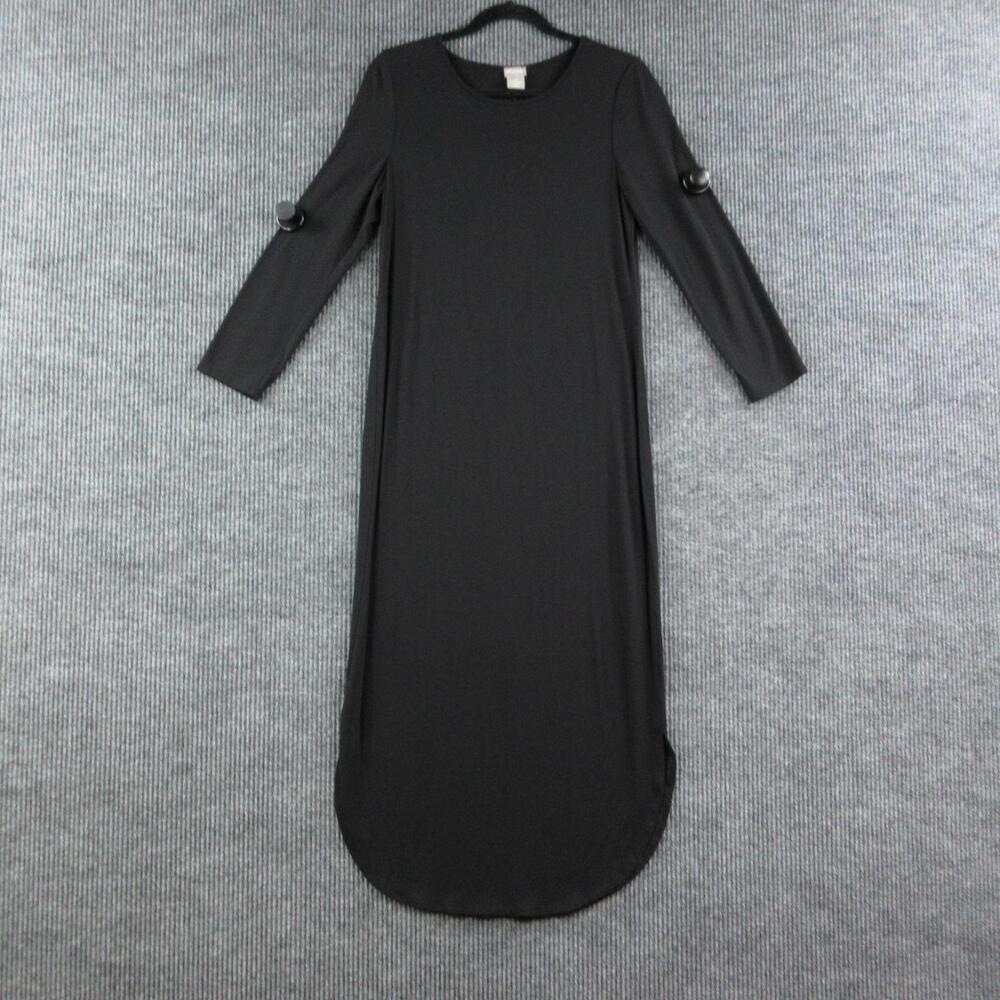 Chico's Dress Womens 0 US 4/6 Black Long Sleeve Crew Neck Jersey Rayon Spandex